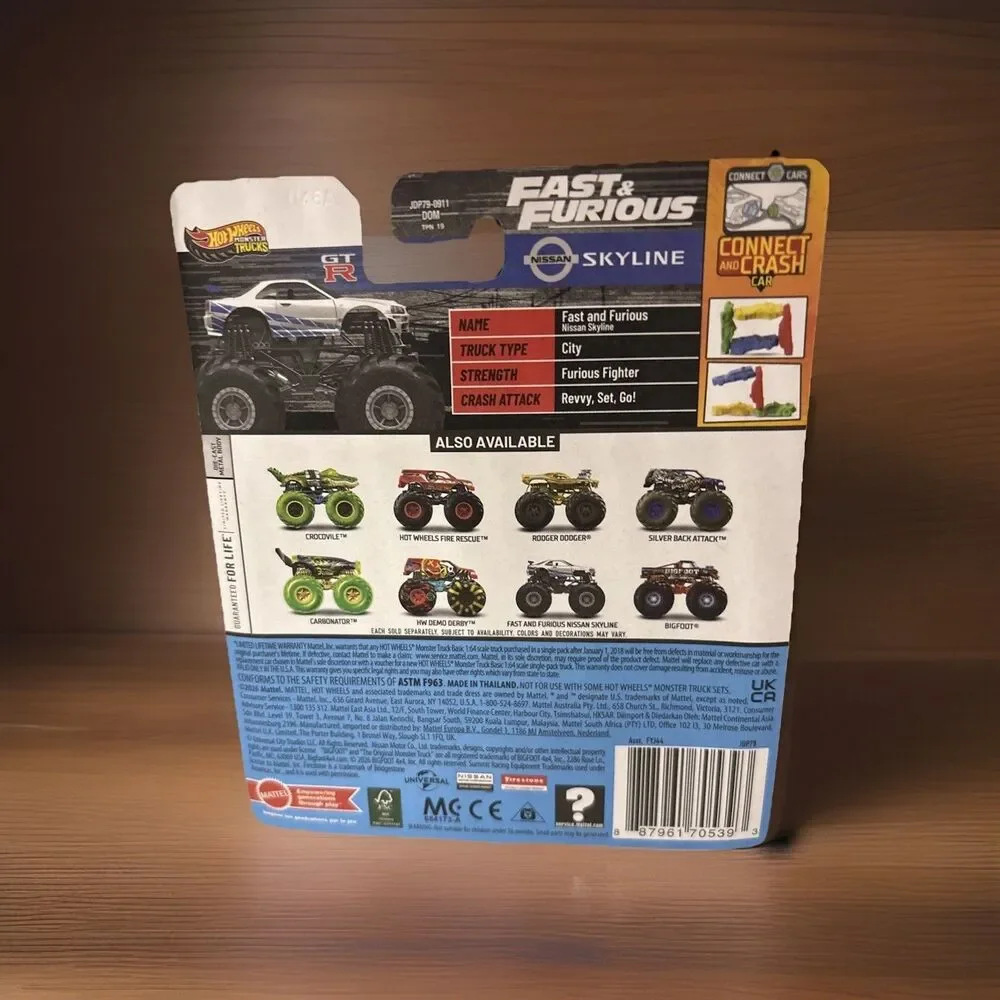 Hot Wheels Monster Truck 1:64 Diecast Vehicle - Fast & Furious Nissan Skyline